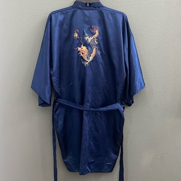 VINTAGE Embroidered Dragon Kimono Maxi Robe Sz L - Picture 1 of 12